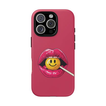 Lips & A Smiley Face Lollipop Phone Case