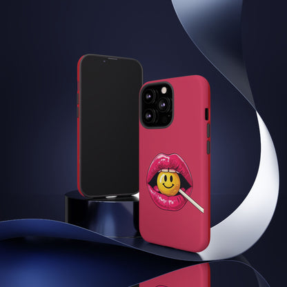 Lips & A Smiley Face Lollipop Phone Case