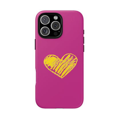 Yellow Heart, Pink Phone Case