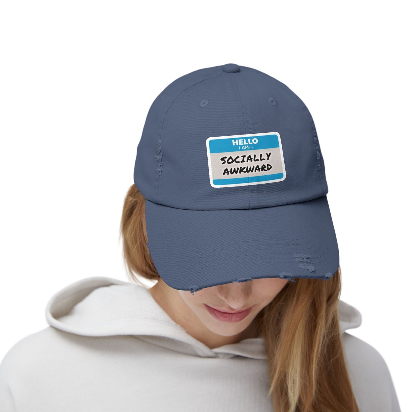 "Hello, I Am Socially Awkward" | Unisex Distressed Cap