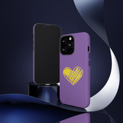 Yellow Heart, Purple Phone Case