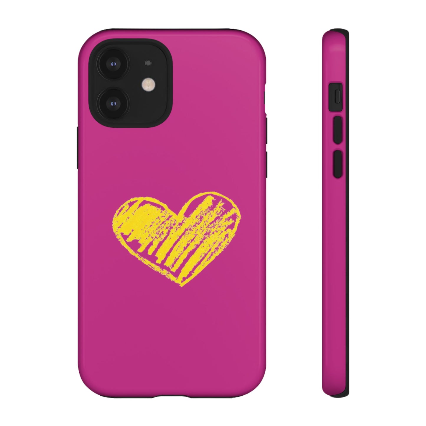 Yellow Heart, Pink Phone Case