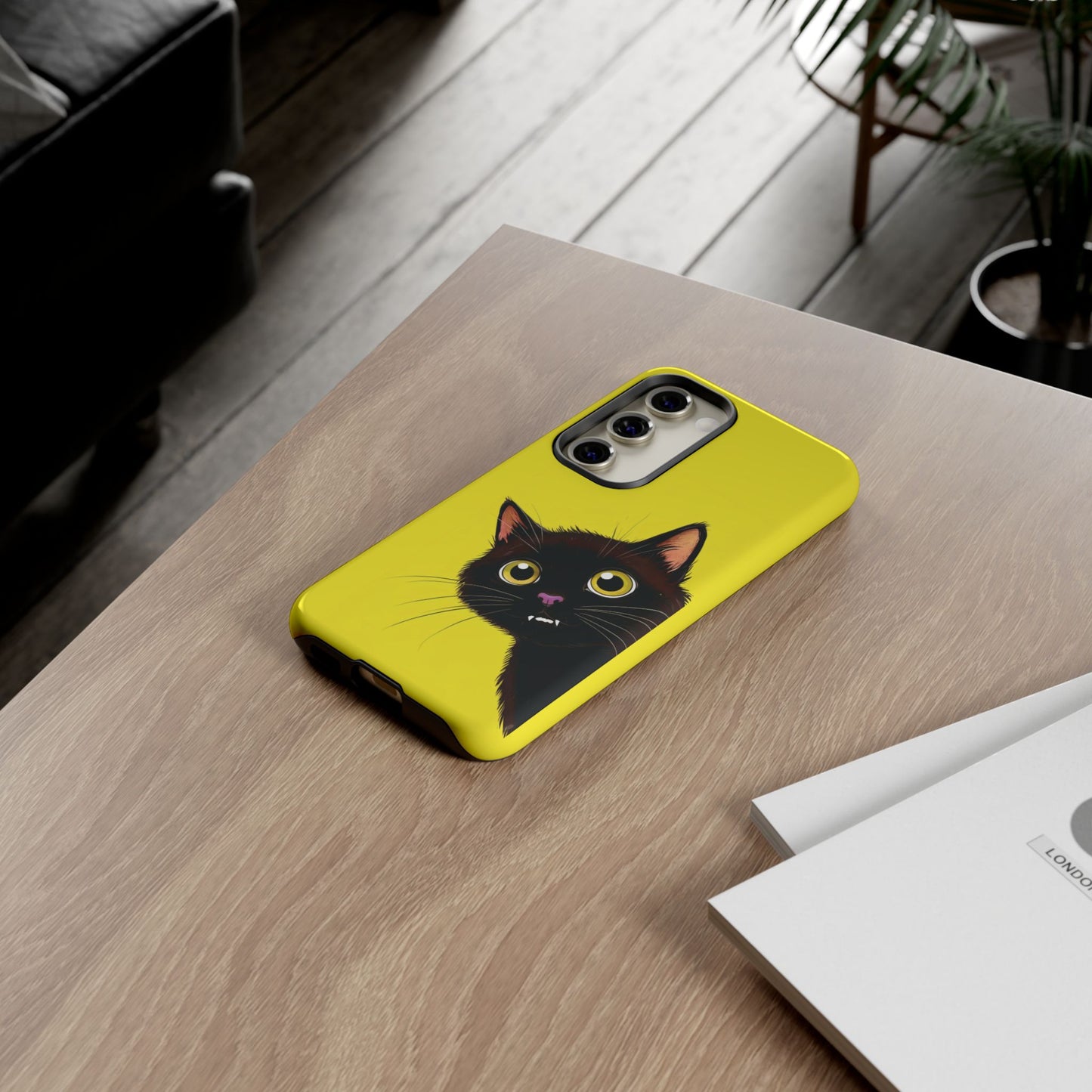 'Cute Cat' Yellow Phone Case