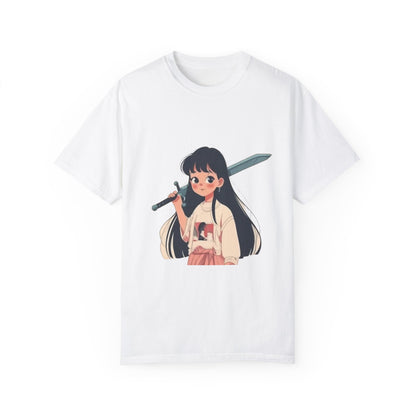 Anime girl with sword, Cute, Kawaii Unisex Garment-Dyed T-shirt, Various colors