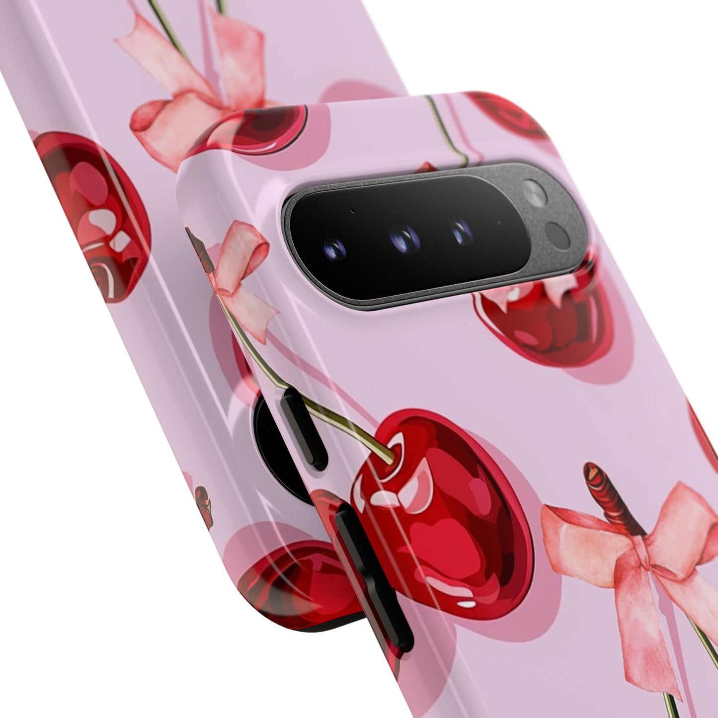 Cherry Ribbon Phone Cases for iPhone, Samsung Galaxy, and Google Pixel