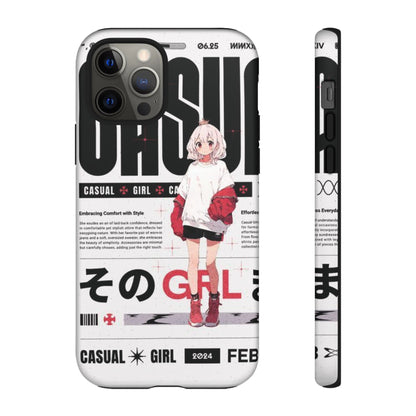 "Casual Girl" Anime Phone Cases for iPhone, Samsung Galaxy, and Google Pixel, Pick your size