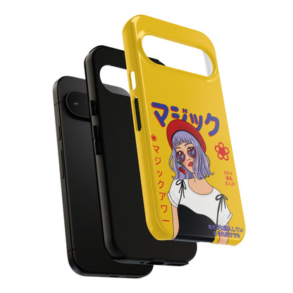 "Anime Cool Girl" Yellow Phone Cases – Bold, Stylish & Made for Any Phone! 💛✨ Pick Your Perfect Fit! -  iPhone, Samsung Galaxy, and Google Pixel