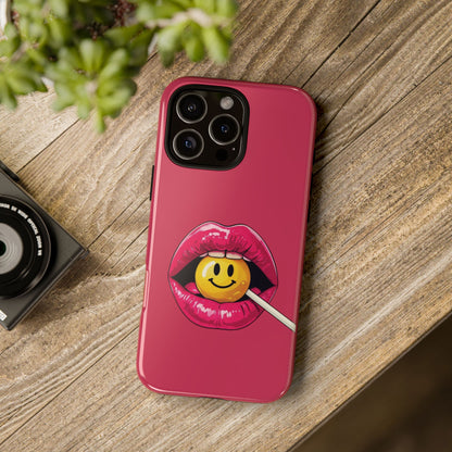 Lips & A Smiley Face Lollipop Phone Case