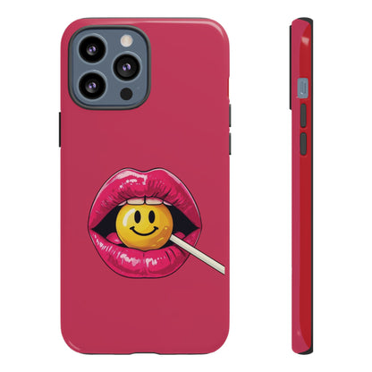 Lips & A Smiley Face Lollipop Phone Case