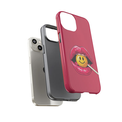 Lips & A Smiley Face Lollipop Phone Case