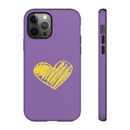 Yellow Heart, Purple Phone Case