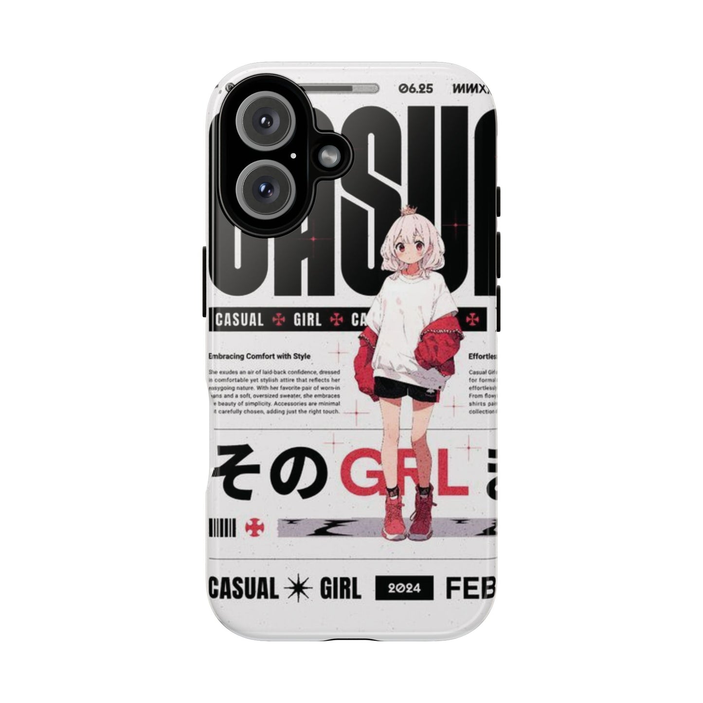 "Casual Girl" Anime Phone Cases for iPhone, Samsung Galaxy, and Google Pixel, Pick your size