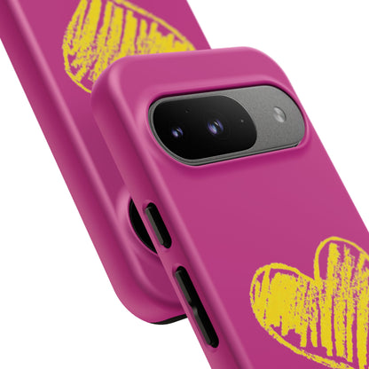 Yellow Heart, Pink Phone Case