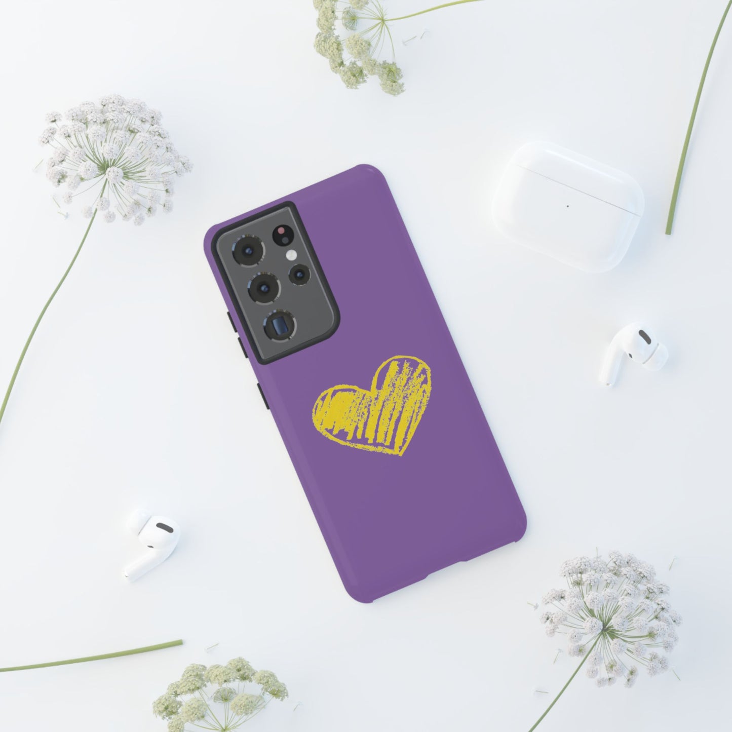 Yellow Heart, Purple Phone Case