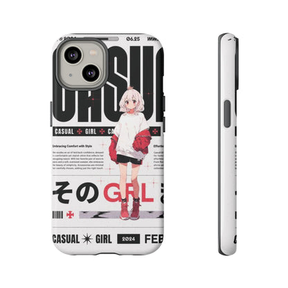 "Casual Girl" Anime Phone Cases for iPhone, Samsung Galaxy, and Google Pixel, Pick your size