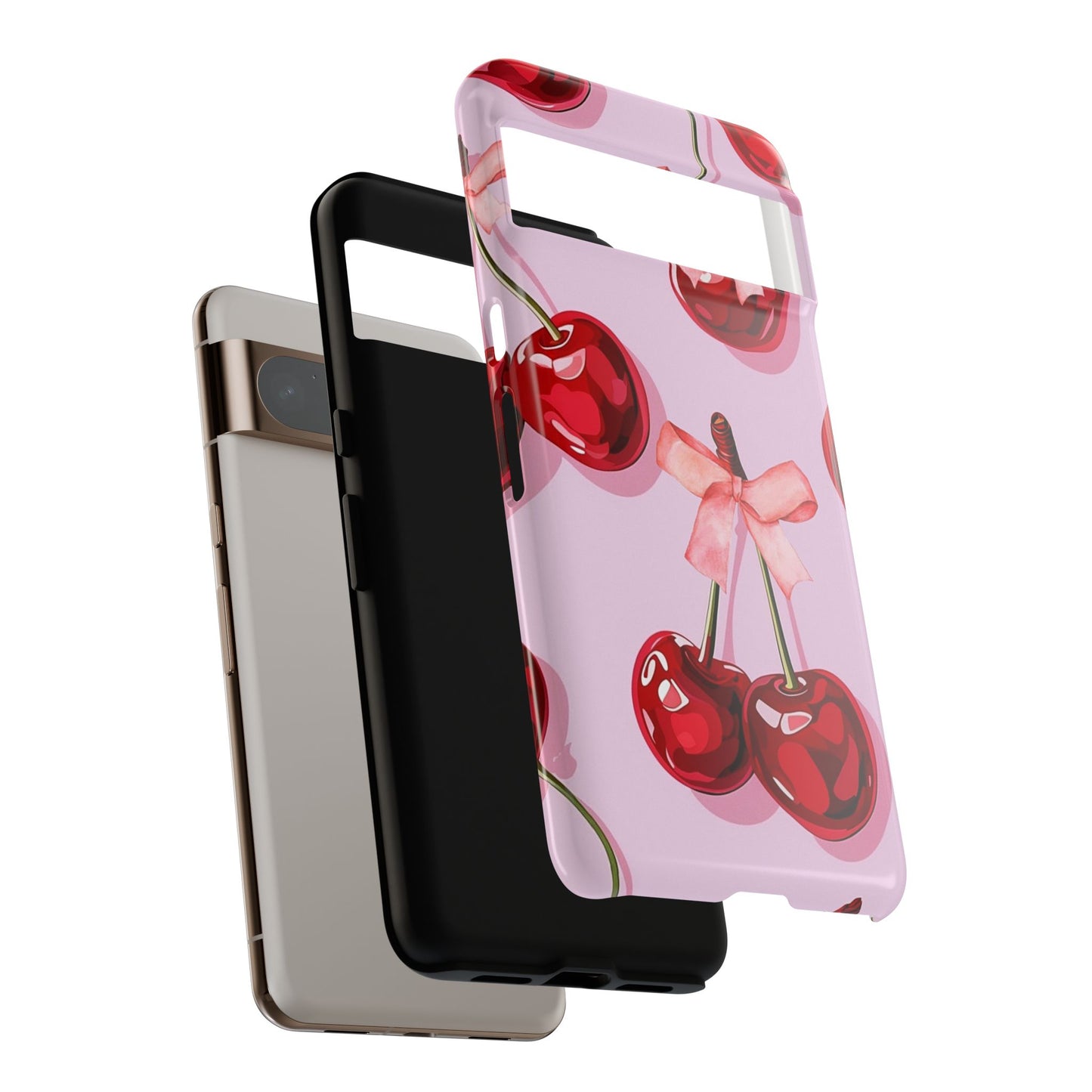 Cherry Ribbon Phone Cases for iPhone, Samsung Galaxy, and Google Pixel