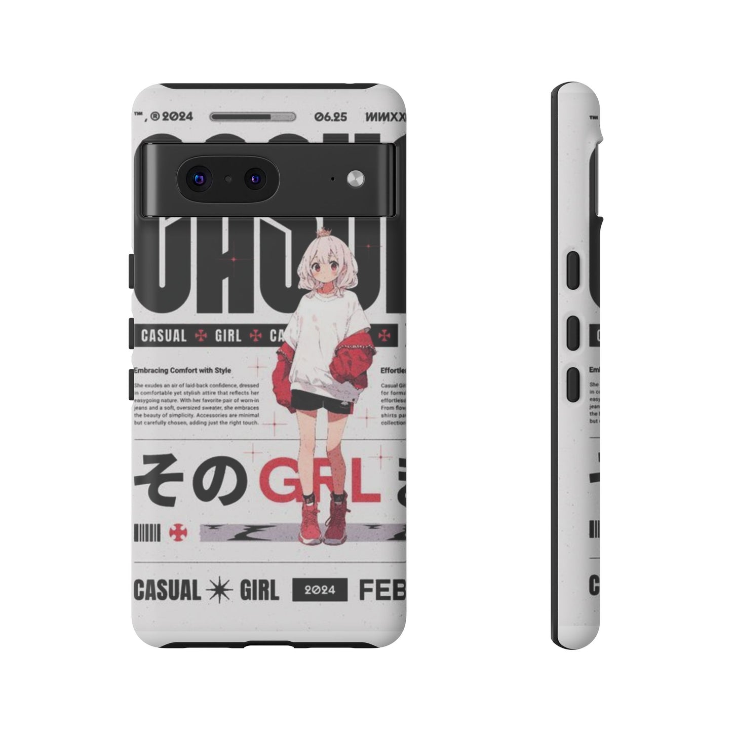 "Casual Girl" Anime Phone Cases for iPhone, Samsung Galaxy, and Google Pixel, Pick your size