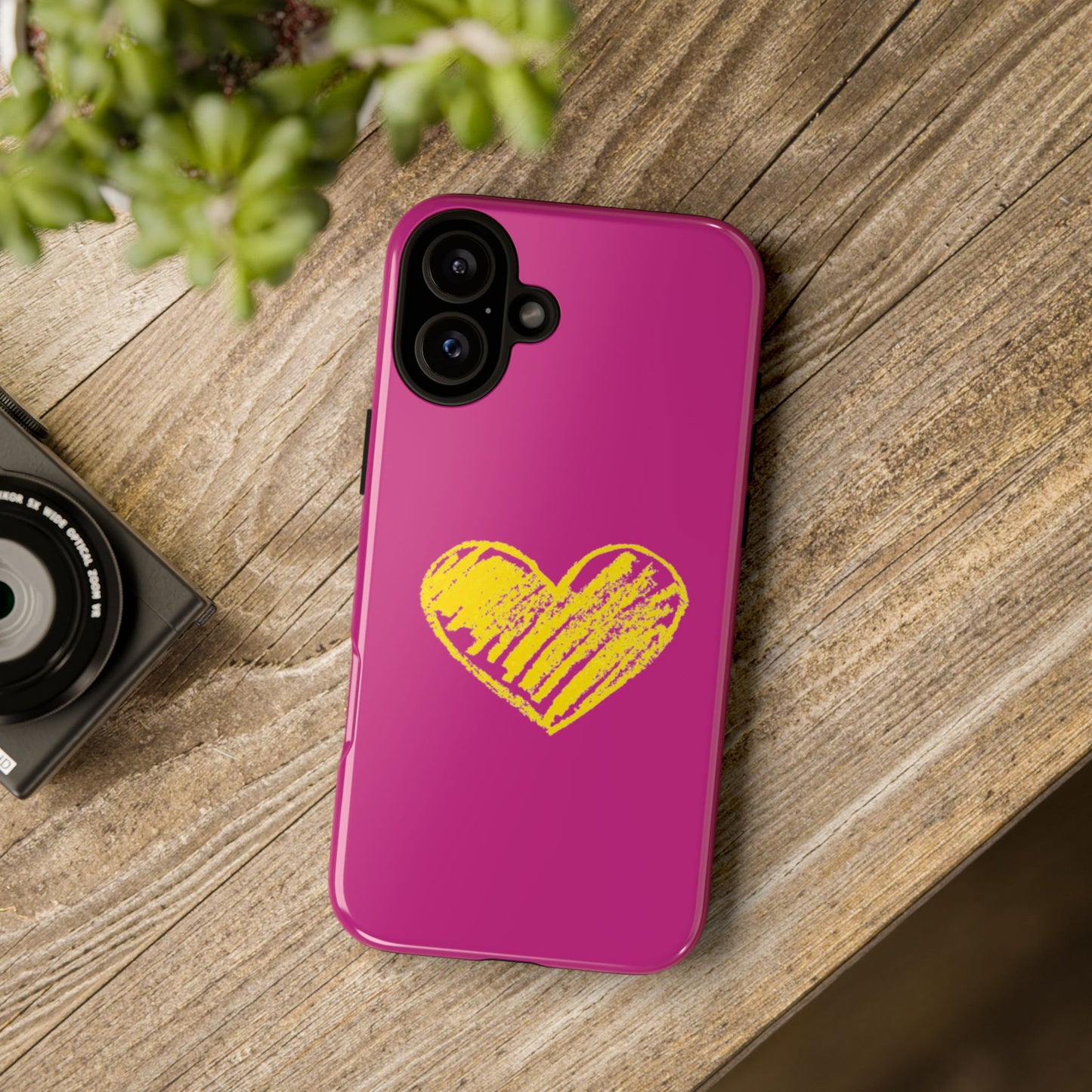 Yellow Heart, Pink Phone Case