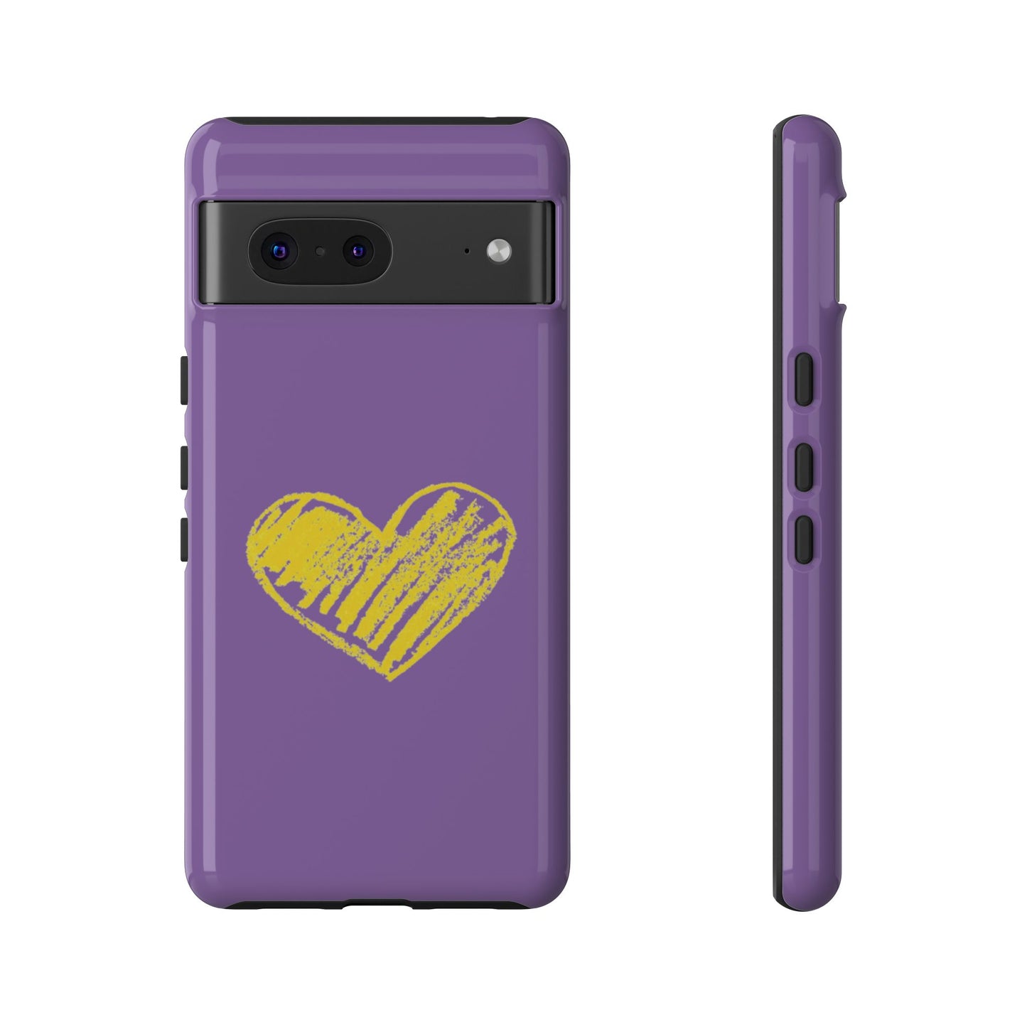 Yellow Heart, Purple Phone Case