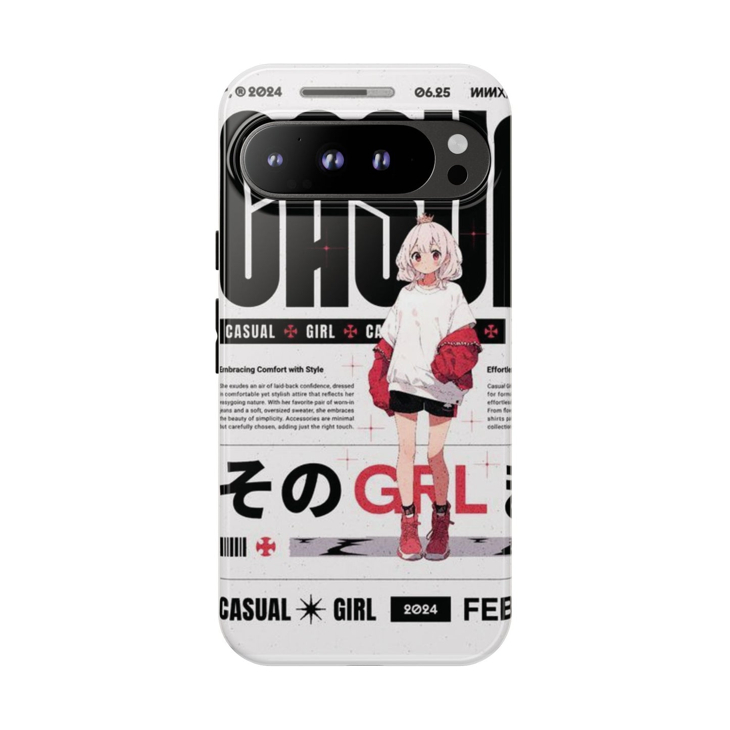 "Casual Girl" Anime Phone Cases for iPhone, Samsung Galaxy, and Google Pixel, Pick your size