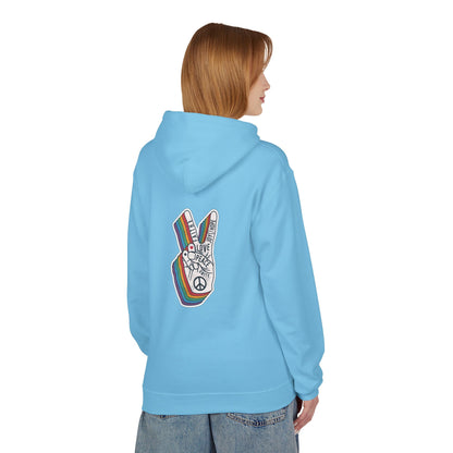 Peace and Love - Cozy Fleece Hoodie - Back design