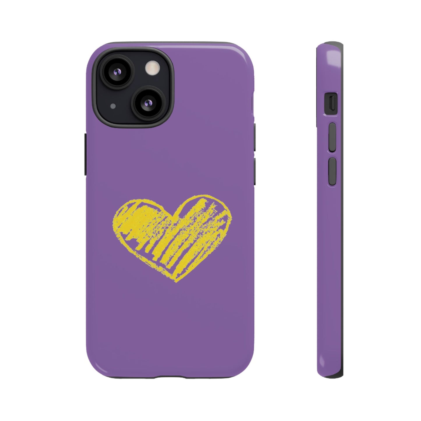 Yellow Heart, Purple Phone Case