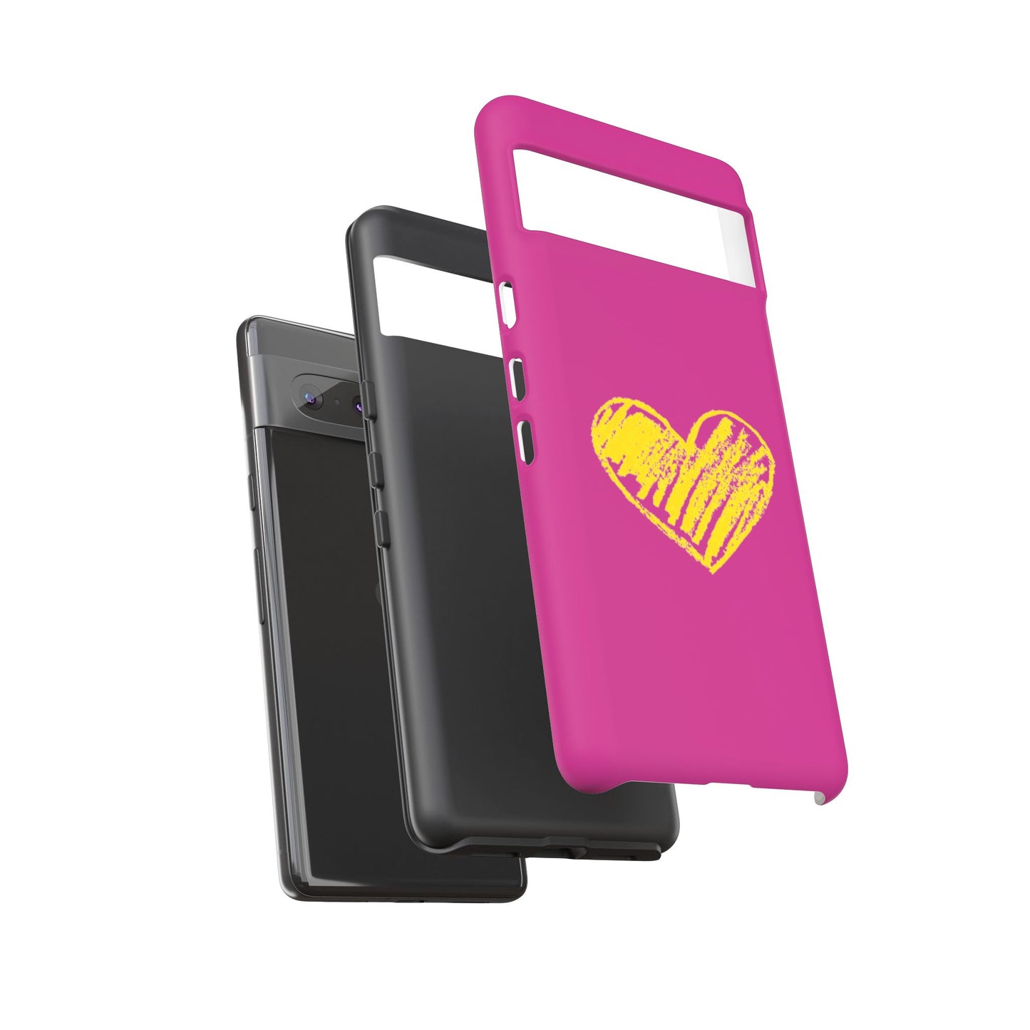 Yellow Heart, Pink Phone Case