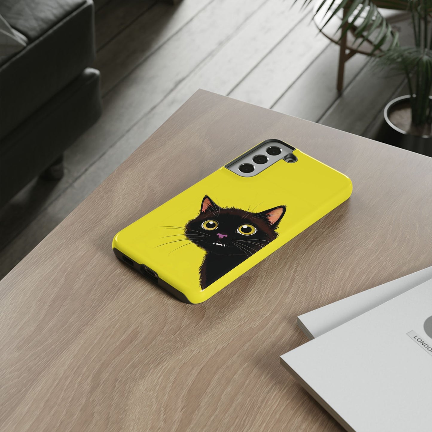 'Cute Cat' Yellow Phone Case