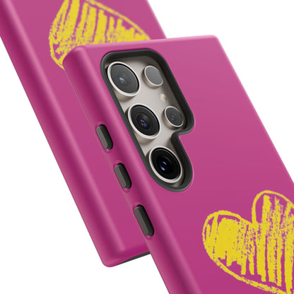 Yellow Heart, Pink Phone Case