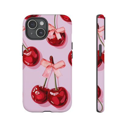 Cherry Ribbon Phone Cases for iPhone, Samsung Galaxy, and Google Pixel