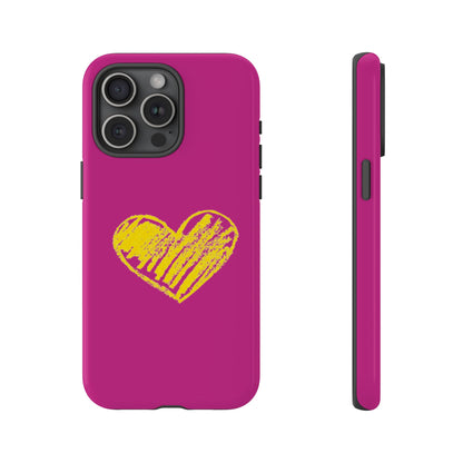 Yellow Heart, Pink Phone Case