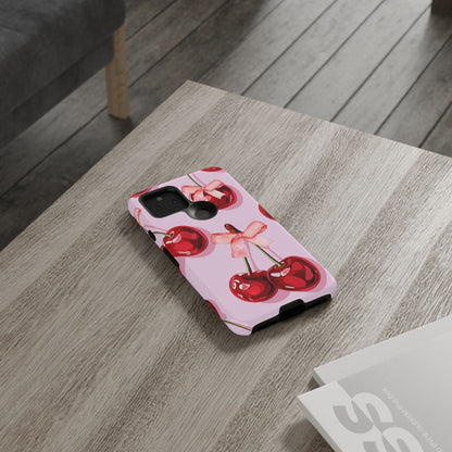 Cherry Ribbon Phone Cases for iPhone, Samsung Galaxy, and Google Pixel