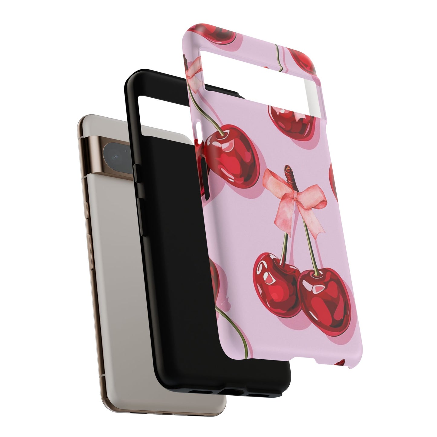 Cherry Ribbon Phone Cases for iPhone, Samsung Galaxy, and Google Pixel