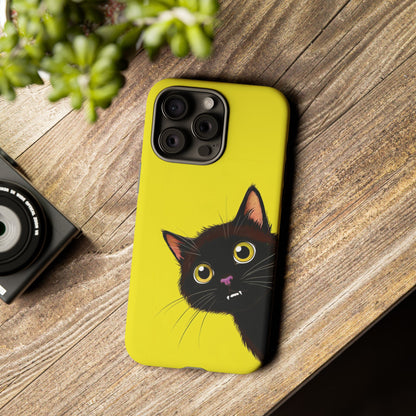 'Cute Cat' Yellow Phone Case