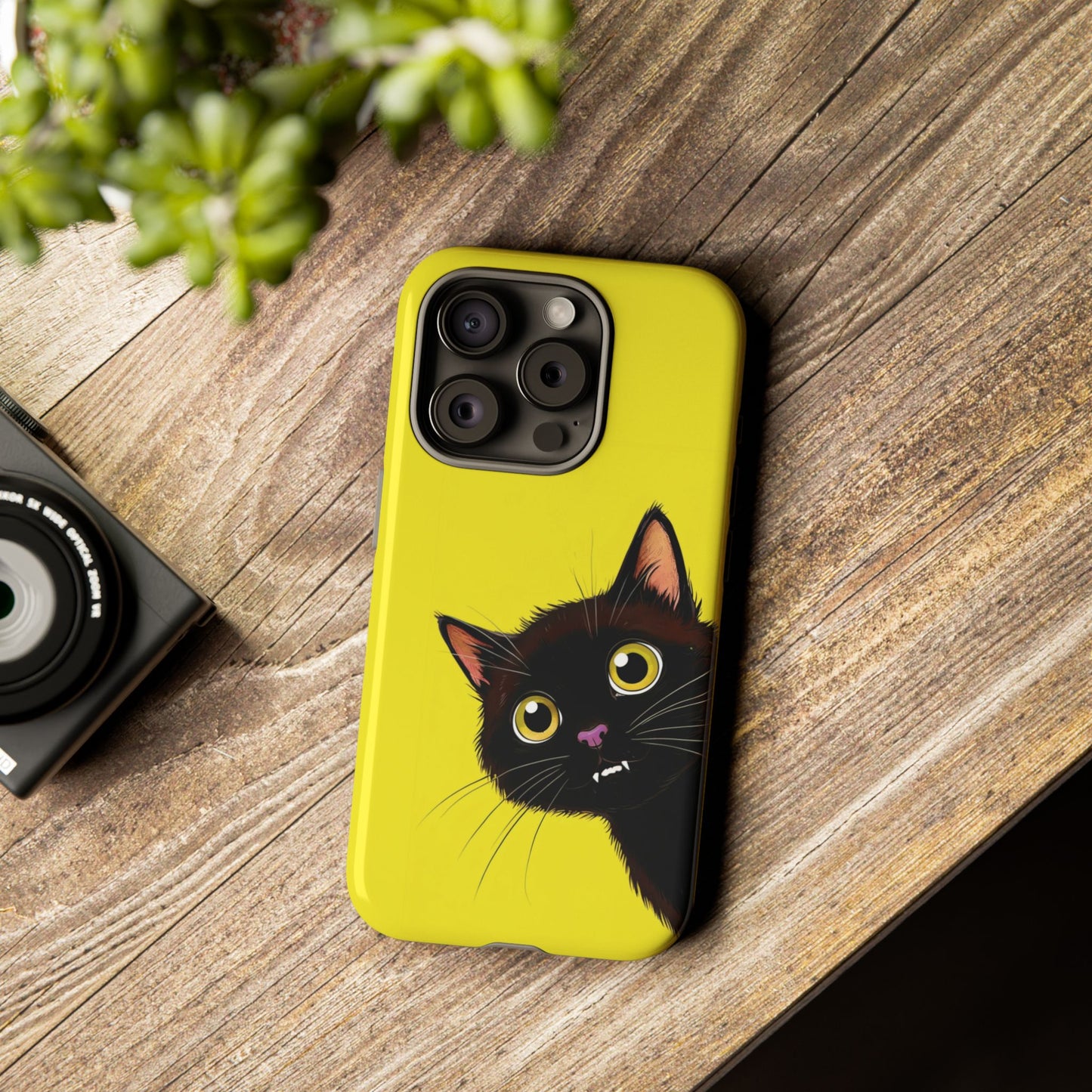 'Cute Cat' Yellow Phone Case