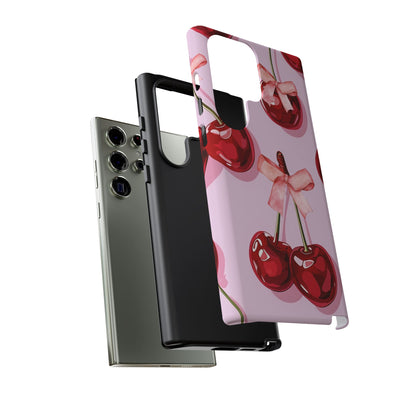 Cherry Ribbon Phone Cases for iPhone, Samsung Galaxy, and Google Pixel