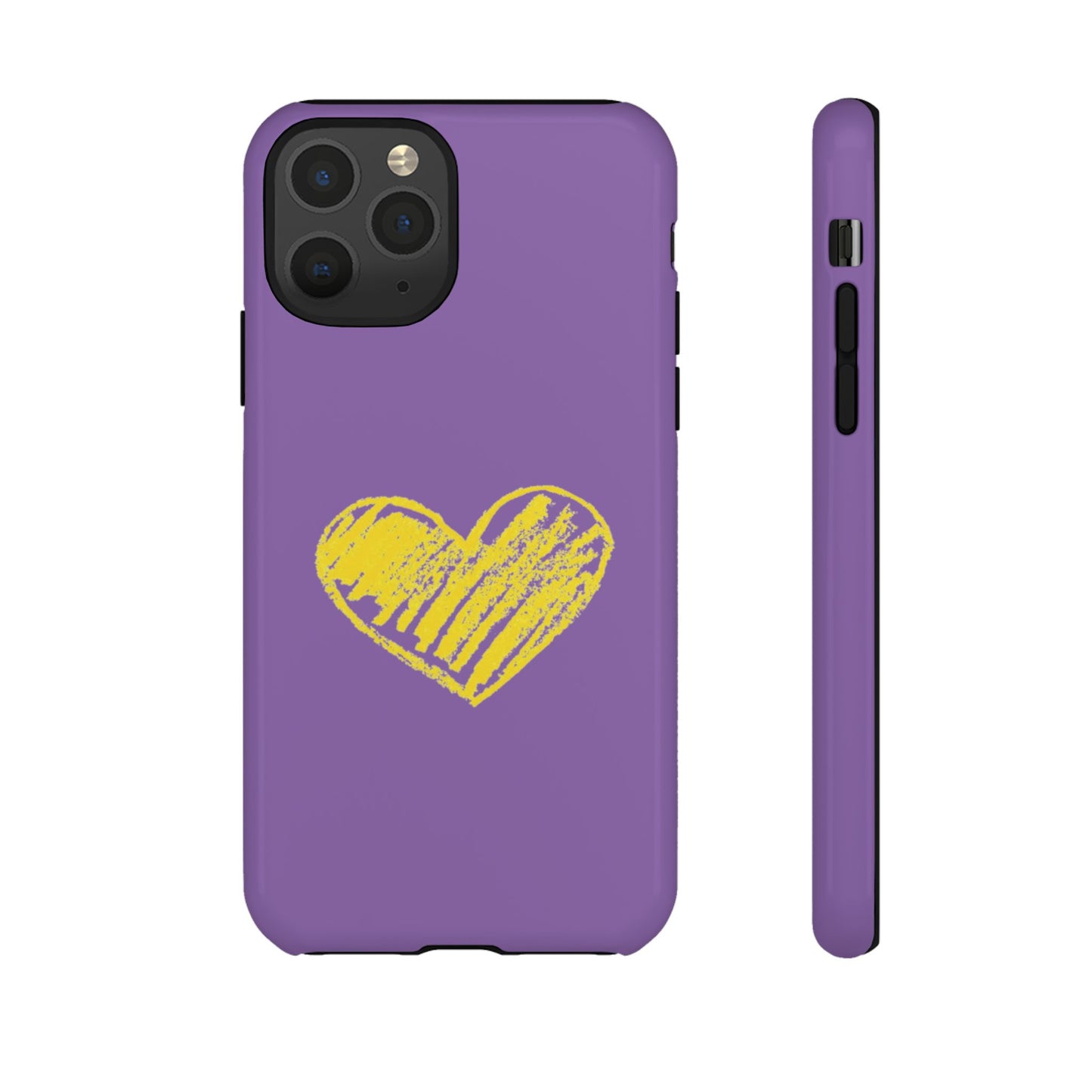 Yellow Heart, Purple Phone Case