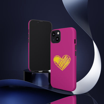 Yellow Heart, Pink Phone Case