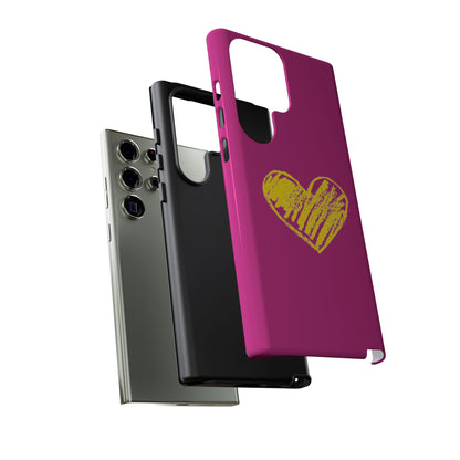 Yellow Heart, Pink Phone Case