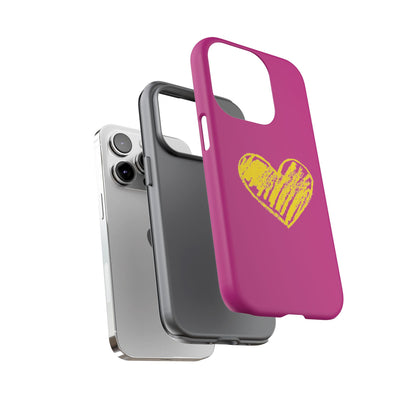 Yellow Heart, Pink Phone Case