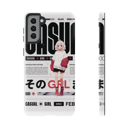 "Casual Girl" Anime Phone Cases for iPhone, Samsung Galaxy, and Google Pixel, Pick your size