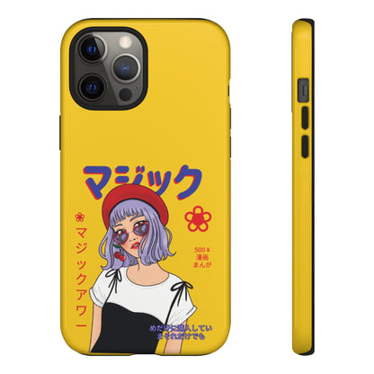 "Anime Cool Girl" Yellow Phone Cases – Bold, Stylish & Made for Any Phone! 💛✨ Pick Your Perfect Fit! -  iPhone, Samsung Galaxy, and Google Pixel