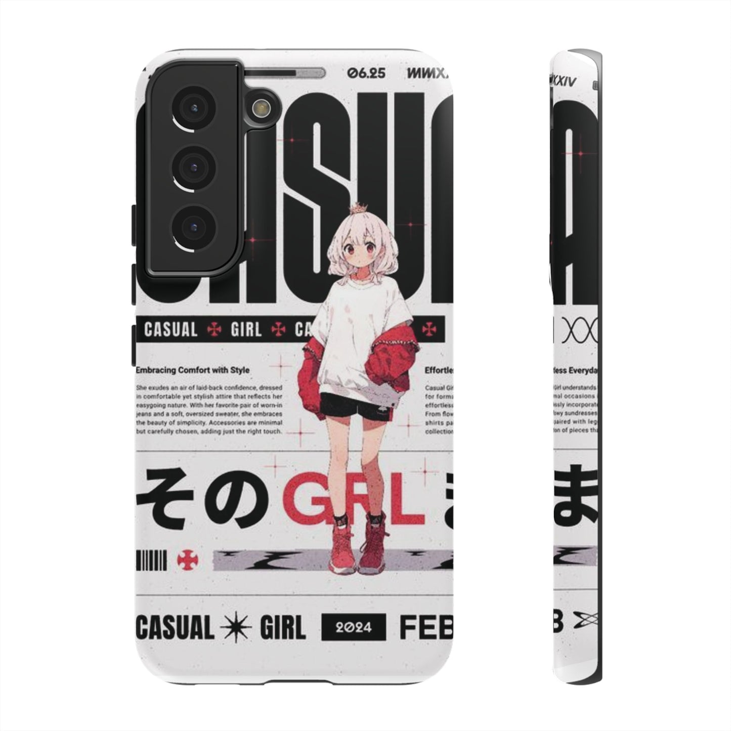 "Casual Girl" Anime Phone Cases for iPhone, Samsung Galaxy, and Google Pixel, Pick your size