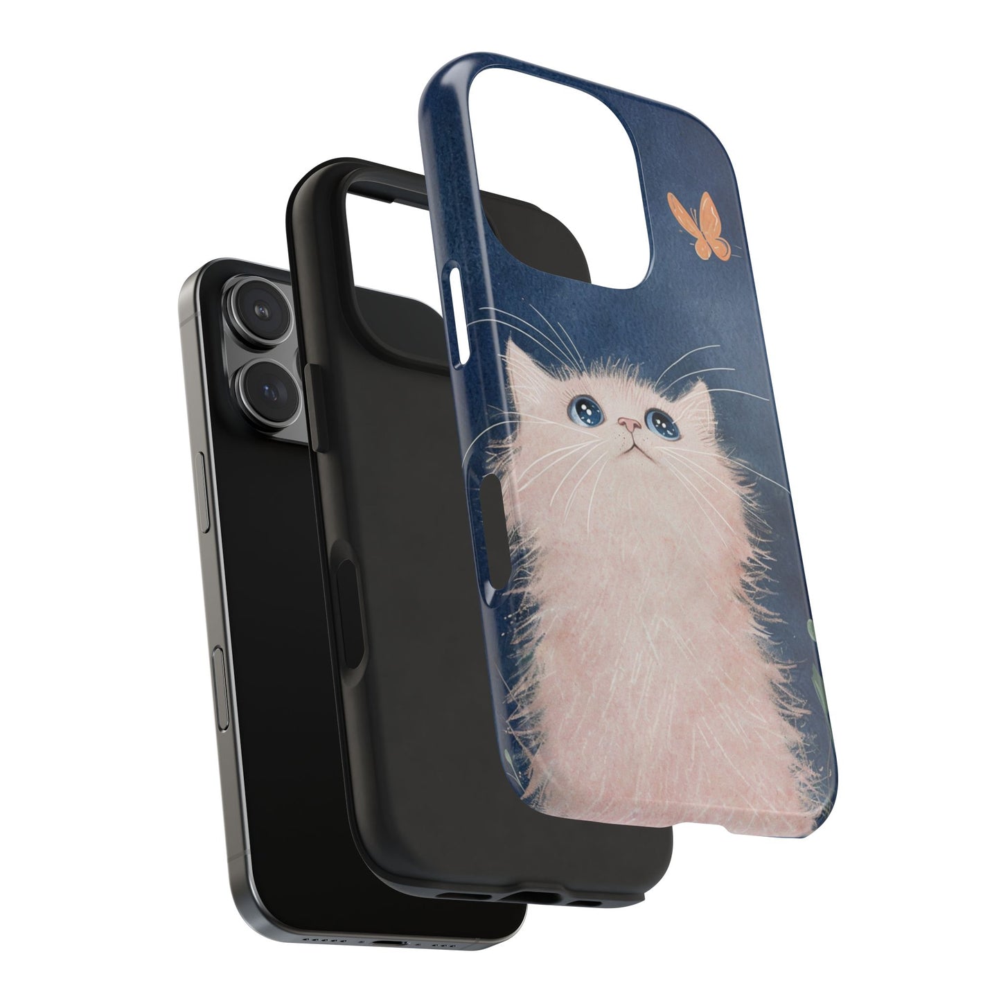 Cute Cat & Butterfly iPhone Case