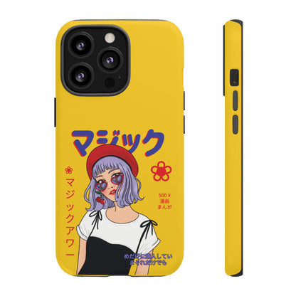 "Anime Cool Girl" Yellow Phone Cases – Bold, Stylish & Made for Any Phone! 💛✨ Pick Your Perfect Fit! -  iPhone, Samsung Galaxy, and Google Pixel