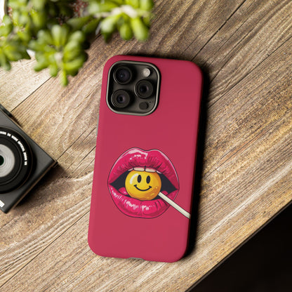 Lips & A Smiley Face Lollipop Phone Case