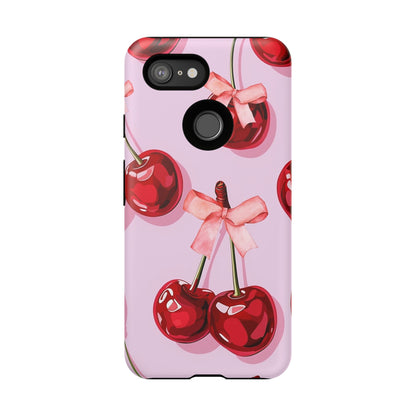 Cherry Ribbon Phone Cases for iPhone, Samsung Galaxy, and Google Pixel