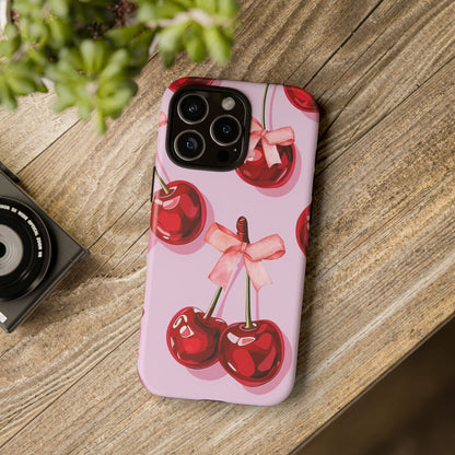 Cherry Ribbon Phone Cases for iPhone, Samsung Galaxy, and Google Pixel