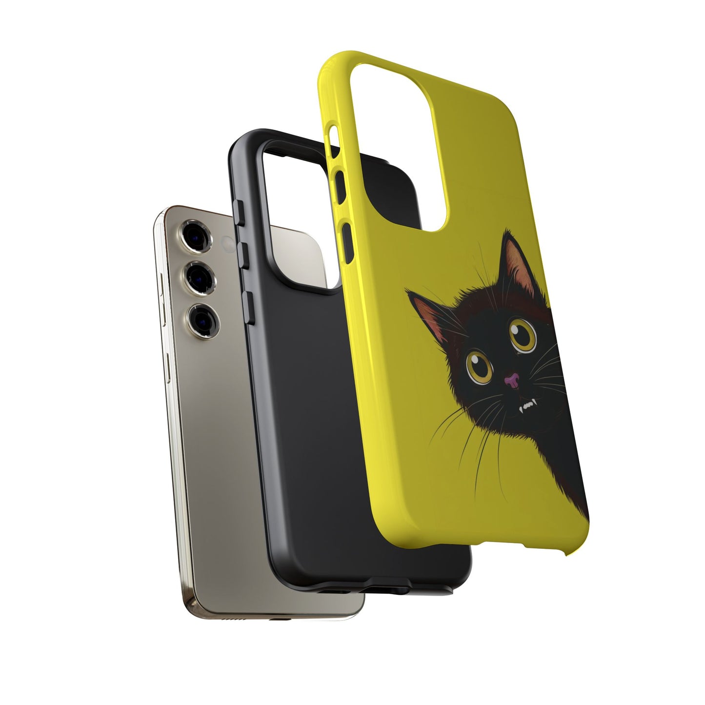 'Cute Cat' Yellow Phone Case