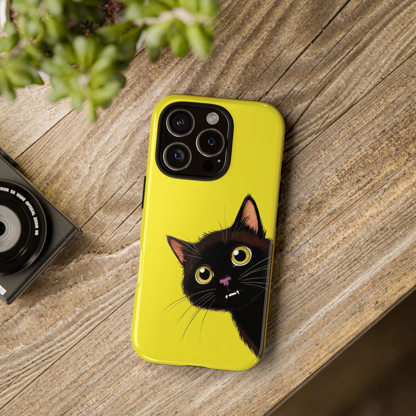 'Cute Cat' Yellow Phone Case